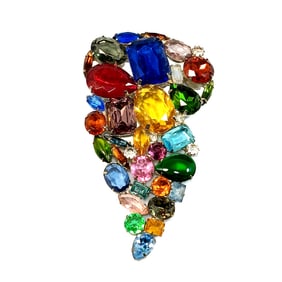 A BEAUTIFUL 4.25" LONG MASSIVE RHINESTONE BROOCH MID CENTURY