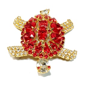 A GORGEOUS VINTAGE RED TURTLE BROOCH JULIANA