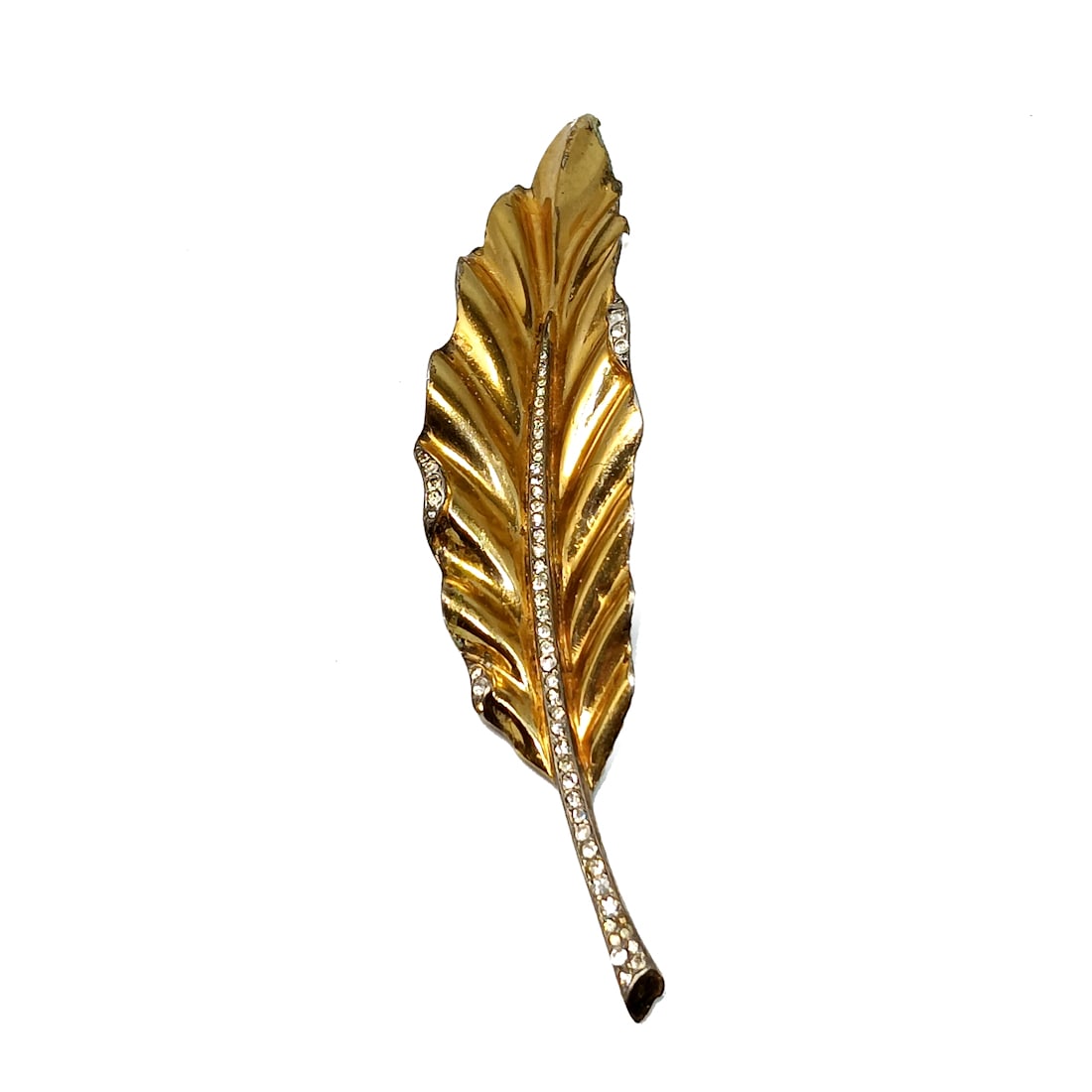A BEAUTIFUL LARGE BROOCH 5" LONG LEAF CROWN TRIFARI FUR CLIP (1 of 4)