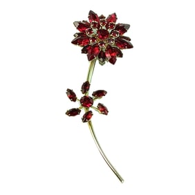 A HIGH QUALITY  4.6"  VINTAGE FLORAL RHINESTONE BROOCH