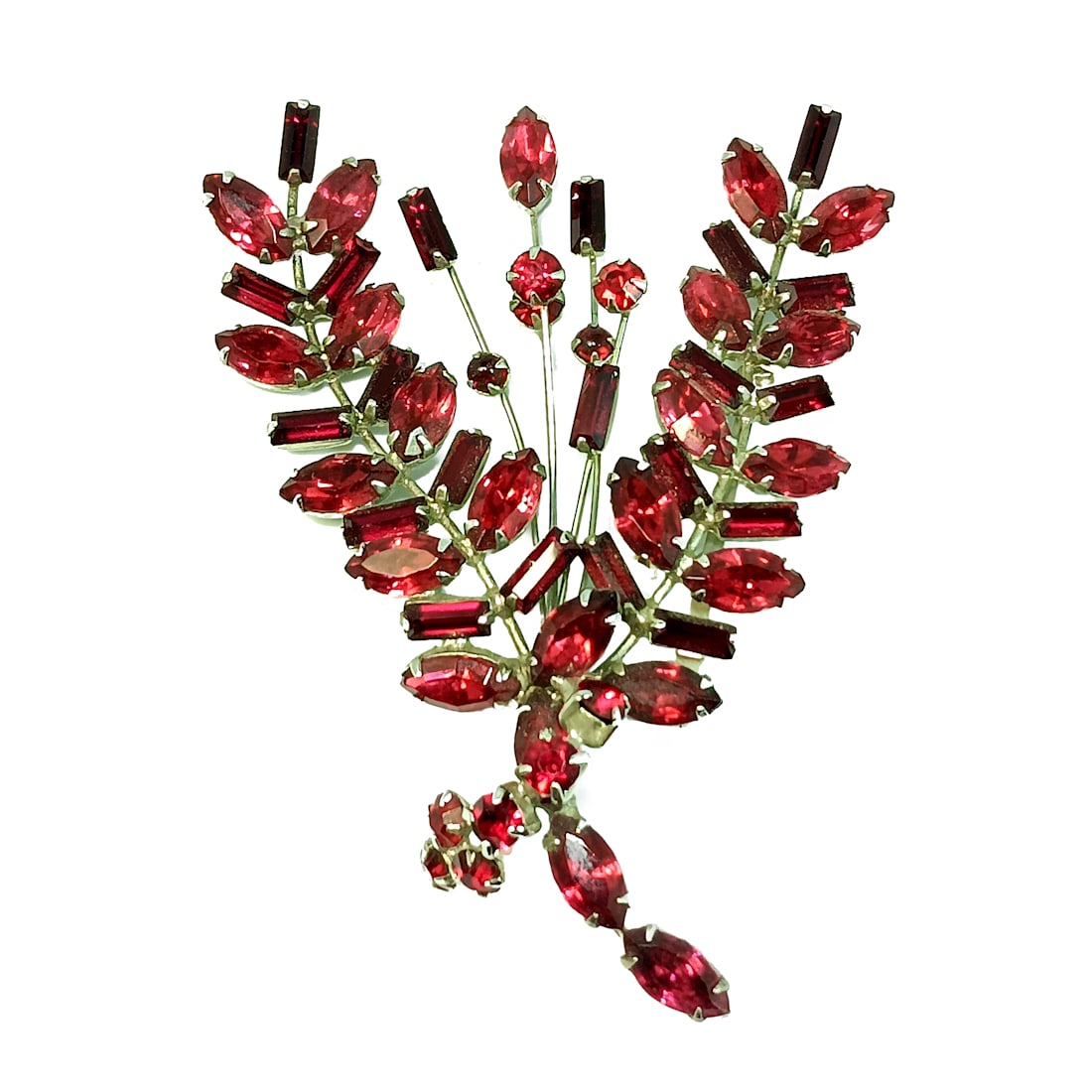 A SUPERB LARGE VINTAGE RHINESTONE BROOCH RUBY RED PATENT MARK (1 of 3)