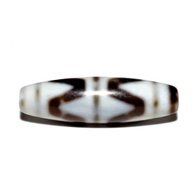 VERY FINE SINO TIBETAN AGATE DZI BEAD DOUBLE TIGER TEETH  38MM