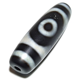 FINE SINO TIBETAN AGATE DZI BEAD 3 EYES 39MM