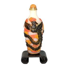 FINE CHINESE PEKING GLASS SNUFF BOTTLE PHOENIX