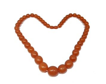 AN EXQUISITE LARGE BALTIC AMBER NECKLACE GRADUATED BEADS 24" 73 GRAMS
