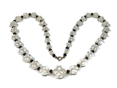 A FABULOUS ART DECO FACETED NATURAL ROCK CRYSTAL NECKLACE TESTED 24"