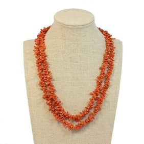LARGE NATURAL CORAL NECKLACE 16" 48 GRAMS