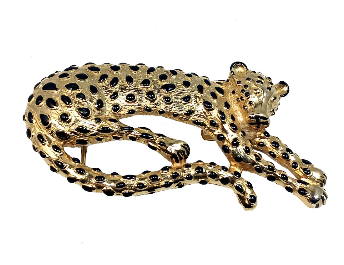 FANTASTIC HUGE BELT BUCKLE SPOTTED LEOPARD SIGNED MIMI DI N 1987 (1 of 3)