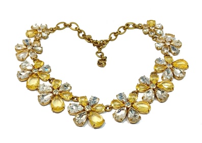 A SUPERB VINTAGE  CRYSTAL FLOWER NECKLACE BY J. CREW  17"