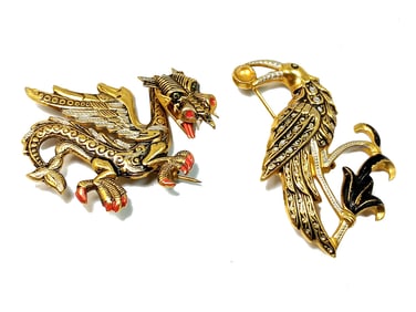 A LOT OF 2 STUNNING DAMASCENE BROOCHES FROM SPAIN