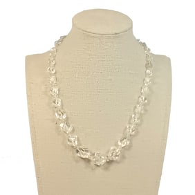 A STRAND OF ART DECO ANTIQUE NECKLACE FACETED QUARTZ CRYSTAL 16"
