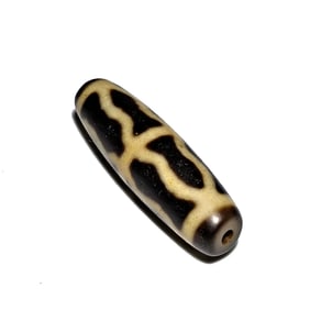 FINE SINO TIBETAN AGATE DZI BEAD DOUBLE VAJRA 38MM