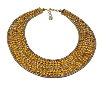 A STUNNING VINTAGE STATEMENT NECKLACE PRONG SET RHINESTONES