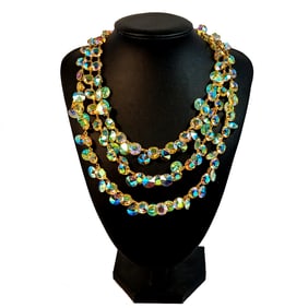 A  WONDERFUL VINTAGE NECKLACE OF AURORA BOREALIS AND RIVOLI STONES