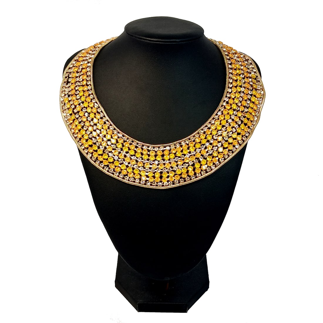 A STUNNING VINTAGE STATEMENT NECKLACE PRONG SET RHINESTONES (1 of 3)