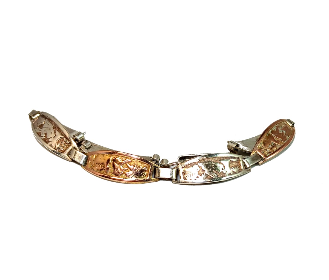 AN ANTIQUE BRACELET MARKED 18K GOLD AND 950 SILVER FROM PERU (1 of 6)