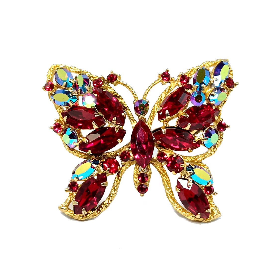A FINE VINTAGE BUTTERFLY RHINESTONE BROOCH BY WEISS (1 of 3)