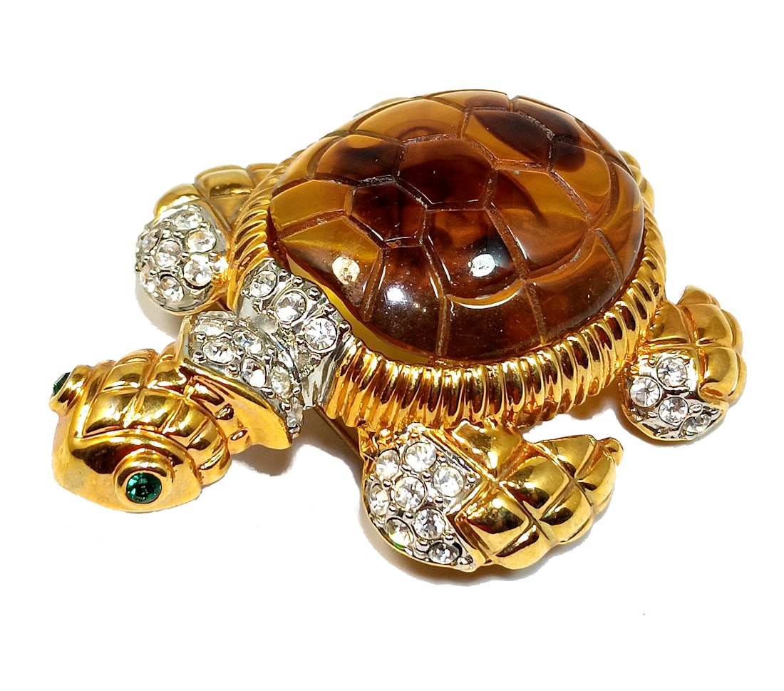 A LARGE VINTAGE TURTLE BROOCH 3.25" LONG (1 of 5)
