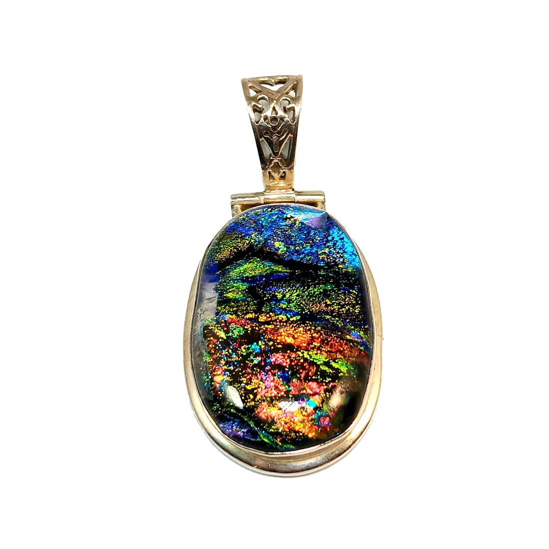 A LARGE STERLING SILVER PENDANT DICHROIC GLASS 29 GRAMS (1 of 4)