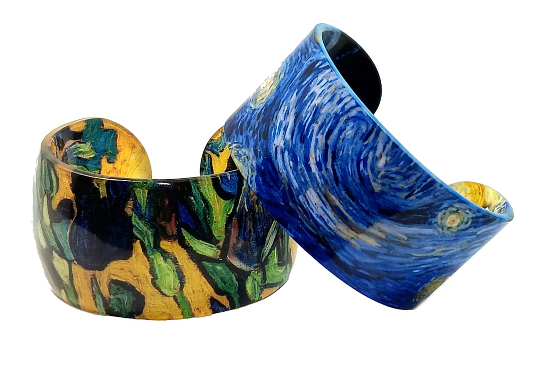 A LOT OF 2 IMPRESSIVE LUCITE CUFF VAN GOGH TRIBUTE (1 of 5)
