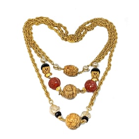 FINE VINTAGE NECKLACE MIRIAM HASKELL NATURAL CARNELIAN JASPER