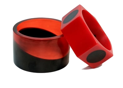 TWO IMPRESSIVE LAMINATED LUCITE BANGLE