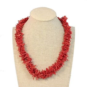 BEAUTIFUL SOUTHWESTERN RED CORAL NECKLACE 17" LONG   91 GRAMS