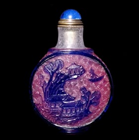 FINE ANTIQUE CHINESE PEKING GLASS SNUFF BOTTLE FORBIDDEN CITY 18-19C