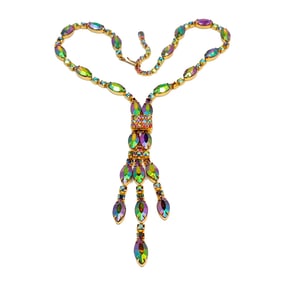 BEAUTIFUL MID CENTURY VINTAGE RHINESTONE NECKLACE 18" RED A/B