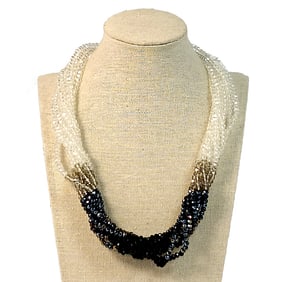 A FABULOUS ITALIAN NECKLACE MULTI STRAND CRYSTALS