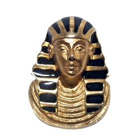 FINE VINTAGE EGYPTIAN REVIVAL ENAMELED BROOCH ERWIN PEARL 2" TALL