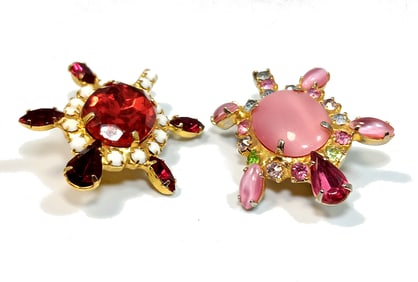 VINTAGE LOT OF 2 RHINESTONE TURTLE BROOCHES
