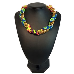 A VINTAGE RARE ARTSY CHOKER NECKLACE BY GIVENCHY PARIS 15.5" LONG