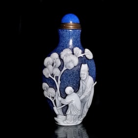 BEAUTIFUL CHINESE PEKING GLASS SNUFF BOTTLE LOHANS CHILDREN