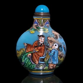 BEAUTIFUL CHINESE ENAMEL SNUFF BOTTLE IMPERIAL SCENES YONGZHENG MARK