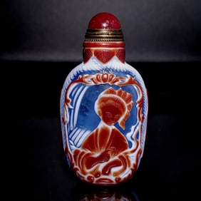 BEAUTIFUL CHINESE PEKING GLASS SNUFF BOTTLE EUROPEAN RELIGIOUS SUBJECT