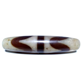 FINE SINO TIBETAN AGATE DZI BEAD DOUBLE TIGER TEETH 57MM
