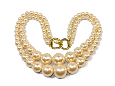 A HIGH-END VINTAGE FAUX PEARL CHOKER NECKLACE 16"