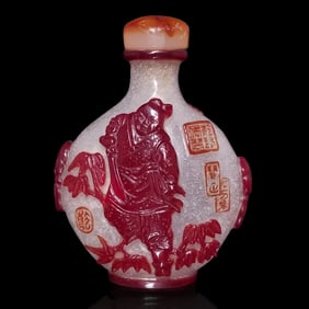 VERY FINE ANTIQUE CHINESE PEKING GLASS SNUFF BOTTLE 18TH C YANGZHOU