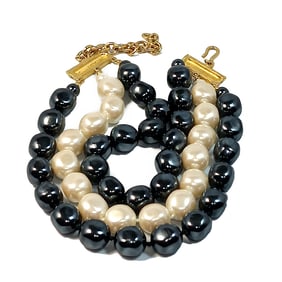 HIGH-END VINTAGE FRENCH NECKLACE LARGE MULTICOLOR PEARLS