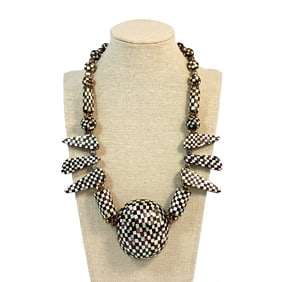 WONDERFUL NECKLACE INLAID ABALONE AND MOTHER OF PEARLS 17"