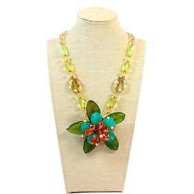 A STUNNING MULTI MEDIA STATEMENT NECKLACE 19" LONG