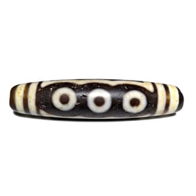 FINE SINO-TIBETAN MASTER AGATE DZI BEAD 5 EYES 60MM