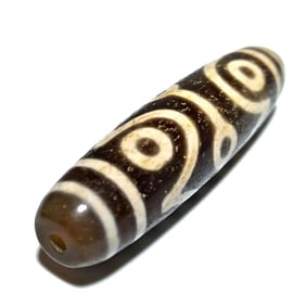 FINE SINO TIBETAN AGATE DZI BEAD 9 EYES  58 MM