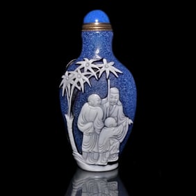 FINE CHINESE PEKING GLASS SNUFF BOTTLE LOHANS CHILDREN