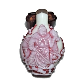 FINE CHINESE PEKING GLASS SNUFF BOTTLE GENERAL WARRIOR