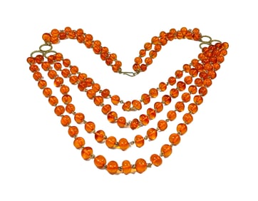 A NATURAL BALTIC AMBER 4 STRAND NECKLACE 60 GRAMS  22"