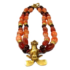 A VINTAGE PRECOLUMBIAN STYLE CARNELIAN AGATE NECKLACE BY ALVA 19"