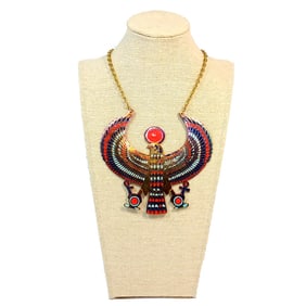 A FABULOUS VINTAGE 25" NECKLACE EGYPTIAN REVIVAL HUGE PENDANT 4"