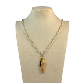 AN ELEGANT RALPH LAUREN NECKLACE ROSE QUARTZ  32"